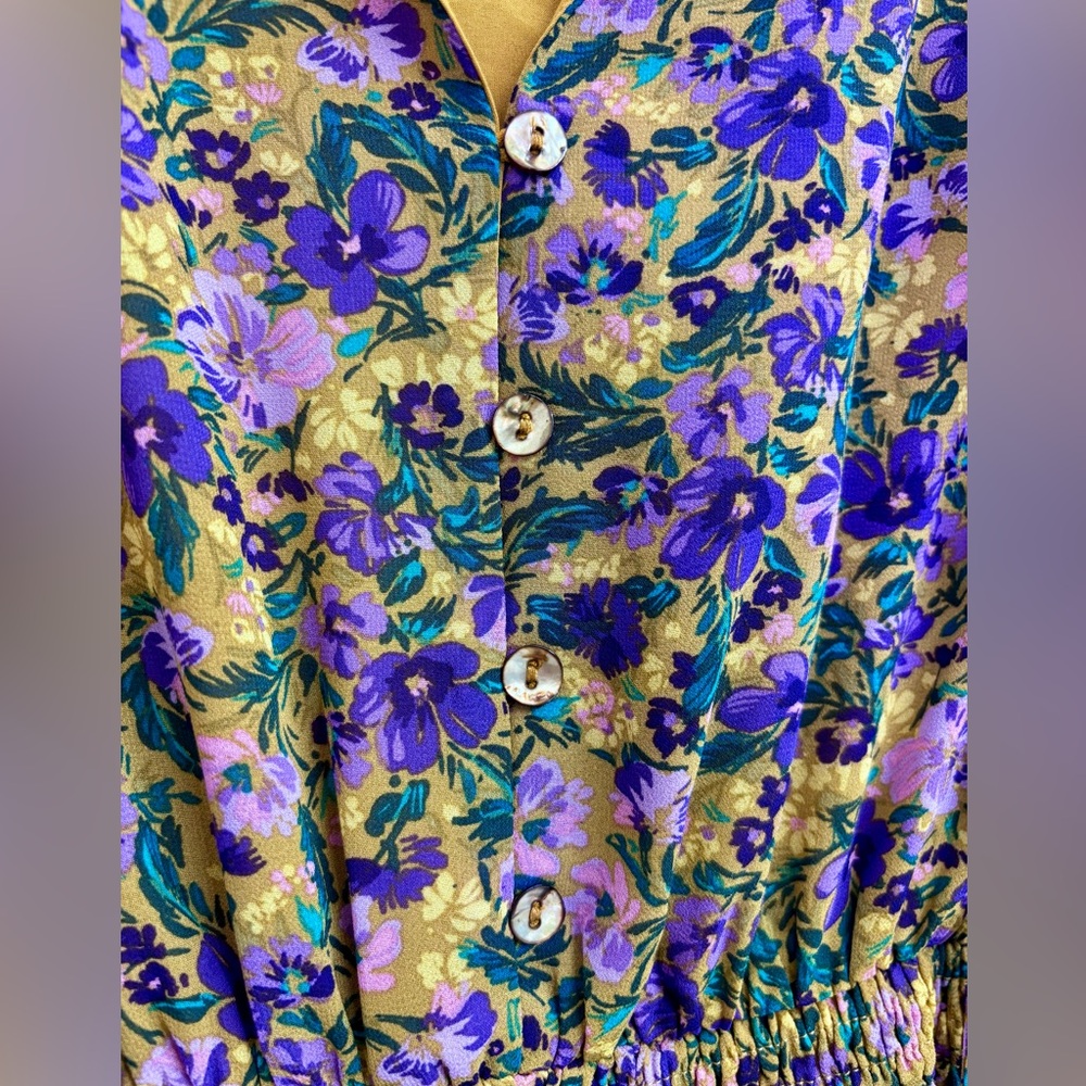 Lost + Wander Mauve Medley Purple Floral Mini Dress (Long Sleeve) - SIZE M - Picture 7 of 15